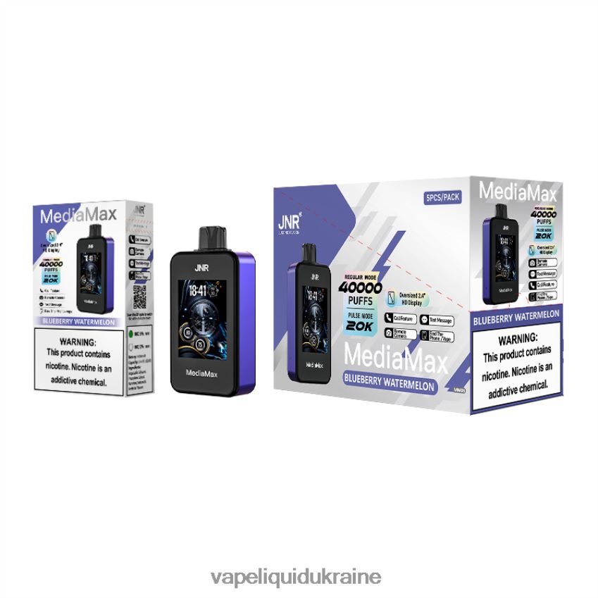 JNR MediaMax 40k Puff Blueberry Watermelon P2DFVX12 Vape Liquid Ukraine