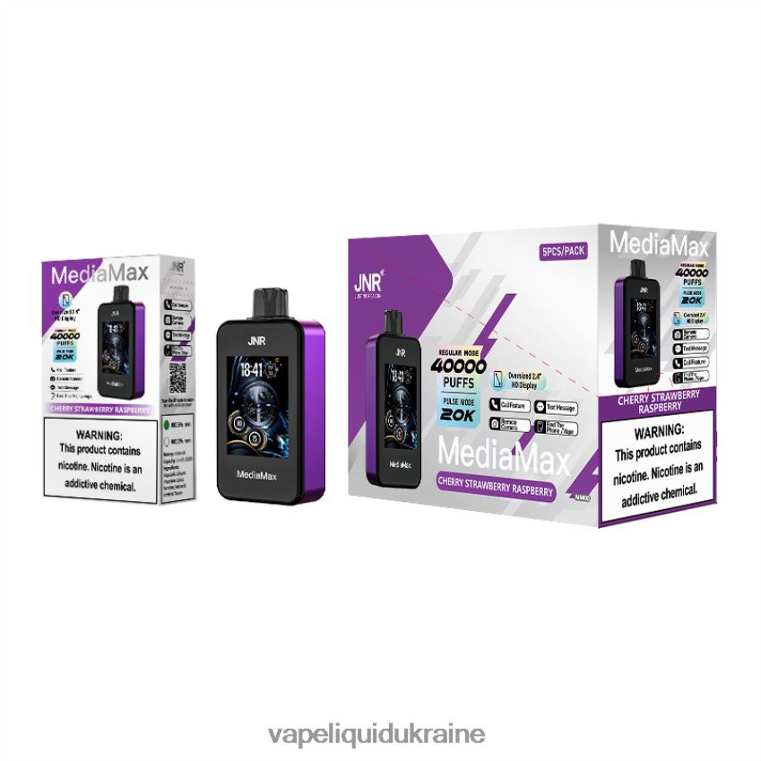 JNR MediaMax 40k Puff Cherry strawberry raspberry P2DFVX14 Vape Pod System