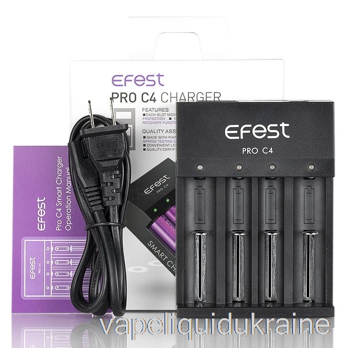 Vape Liquid Ukraine Efest PRO C4 4-Bay Smart Battery Charger